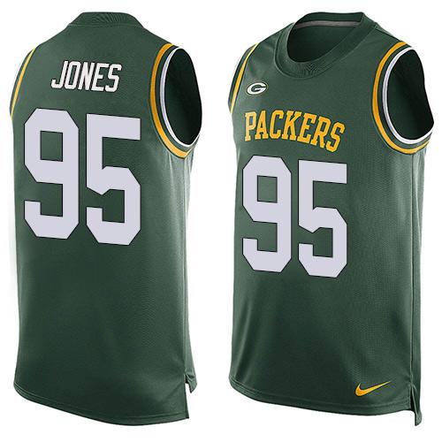  Packers #95 Datone Jones Green Team Color Men's Stitched NFL Limited Tank Top Jersey